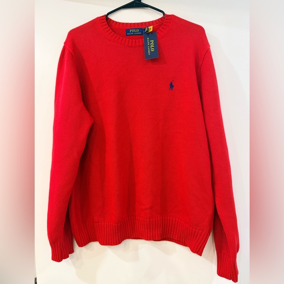 NWT Polo Ralph Lauren Vibrant Red Crewneck Sweater Size Authenticated - Picture 2 of 8